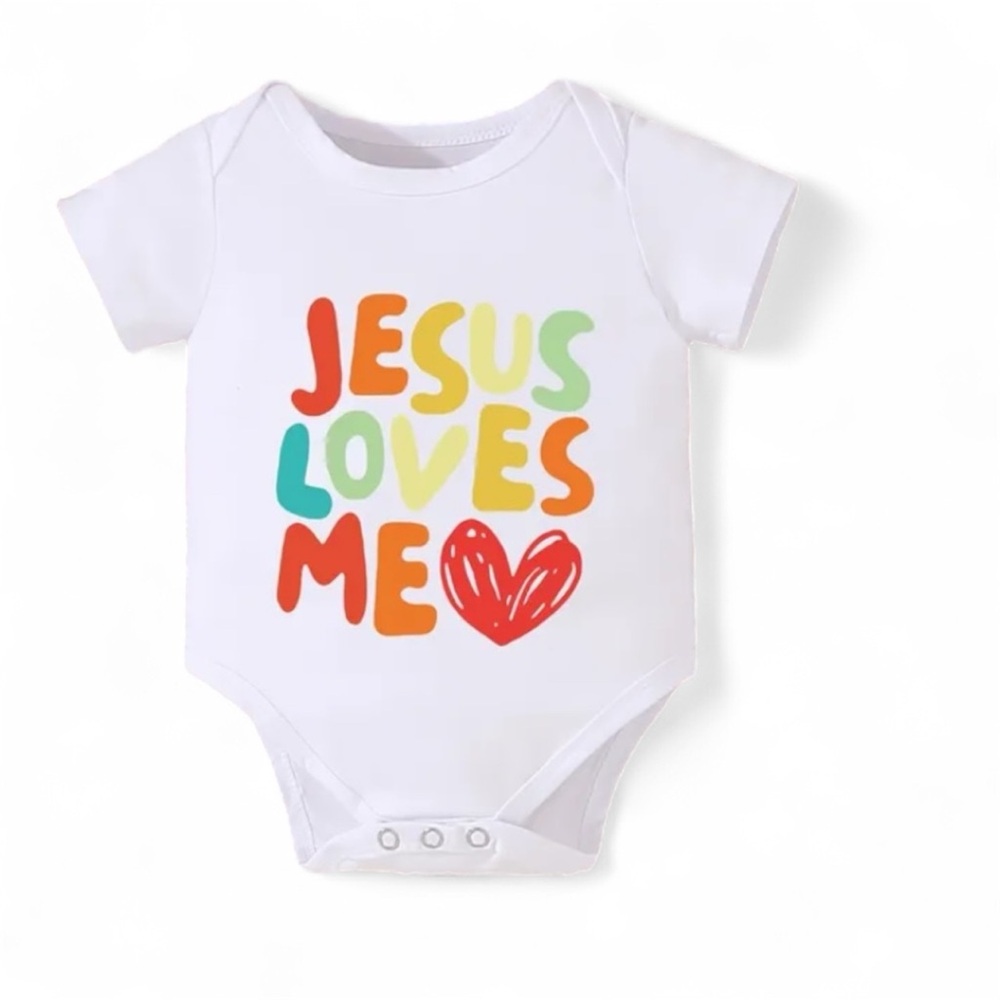 White 'Jesus Loves Me' Kids One Piece
